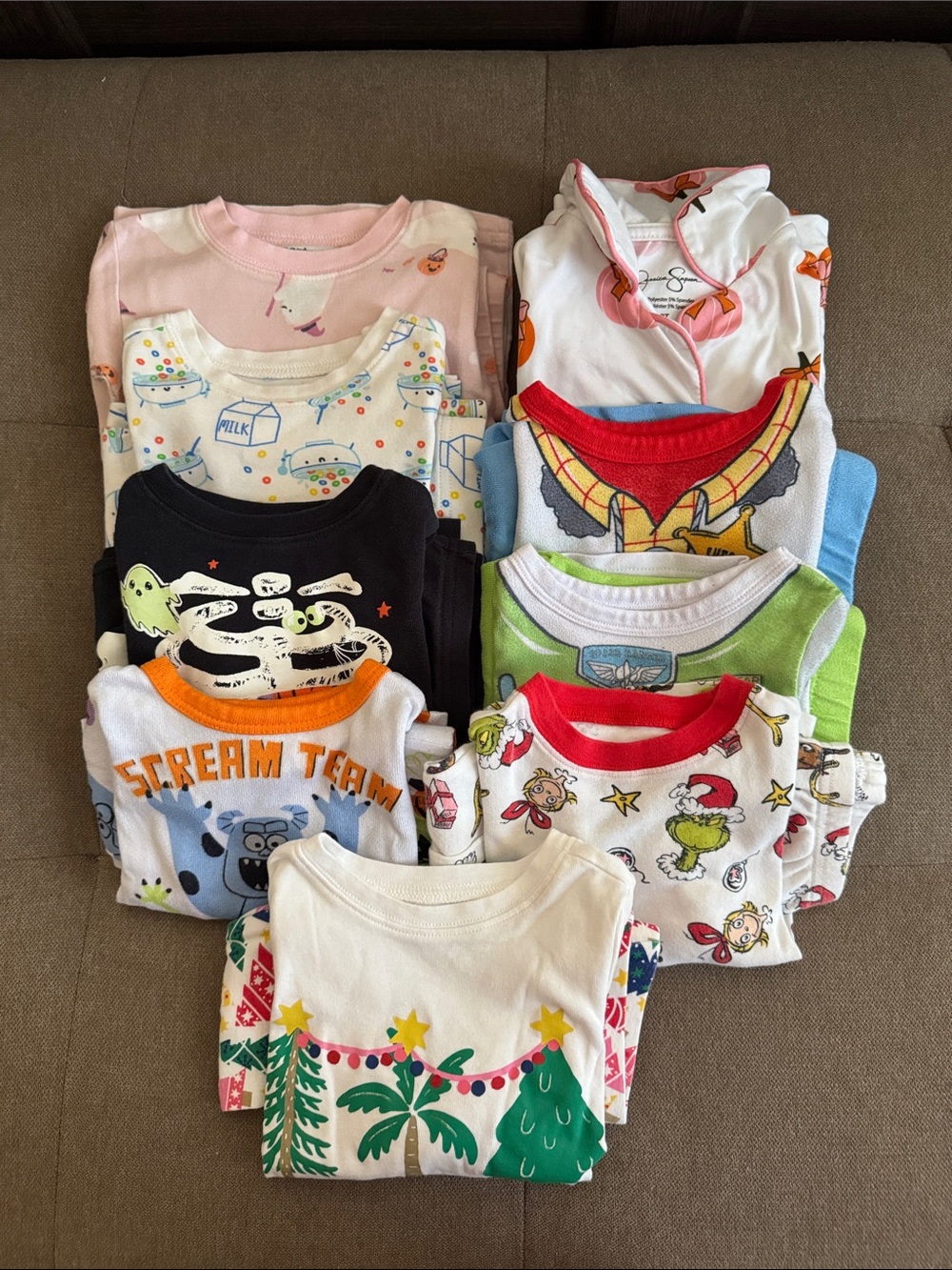Mixed Holiday Toddler Graphic Pajama Onesie Lot